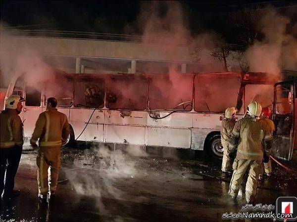شهرری اتوبوس آتش گرفته
