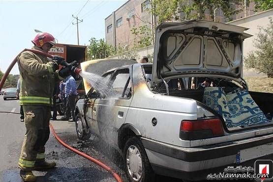 پژو 405 سوختن خودروی پژو 405