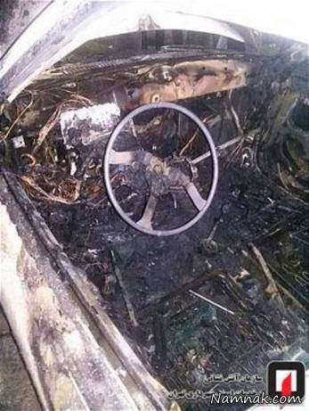 آتش گرفتن پراید پراید سوخته