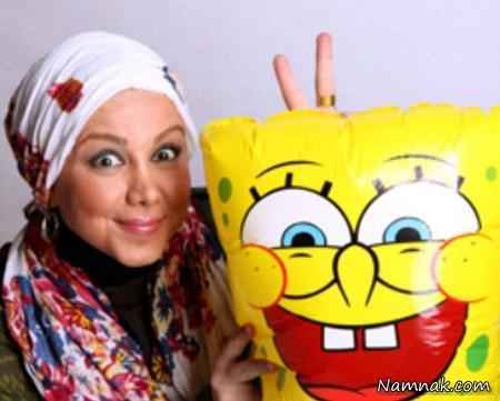 بازیگر زن ایرانی بهنوش بختیاری و باب اسفنجی