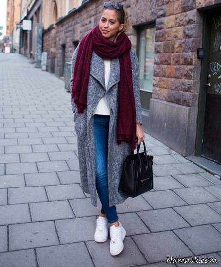 ست زرشکی و طوسی برای زمستان ست زرشکی و طوسی