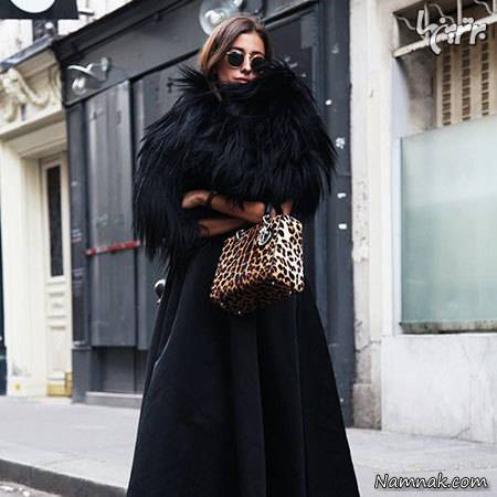 تیپ زمستانی زنانه به رنگ مشکی تیپ زمستانی زنانه