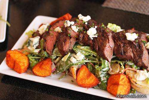 سالاد استیک و سیب زمینی