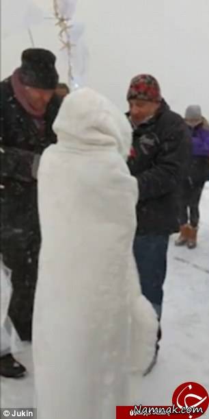 مراسم ازدواج در برف و سرمای شدید + عکس مراسم ازدواج