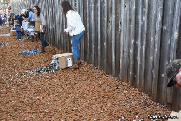 ساخت جاده ای با استفاده از درب بطری ها + عکس درب بطری
