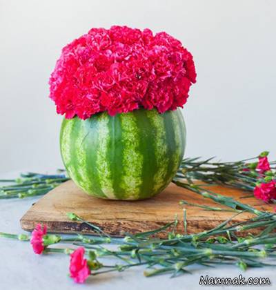 درست کردن گلدان هندوانه ای درست کردن گلدان