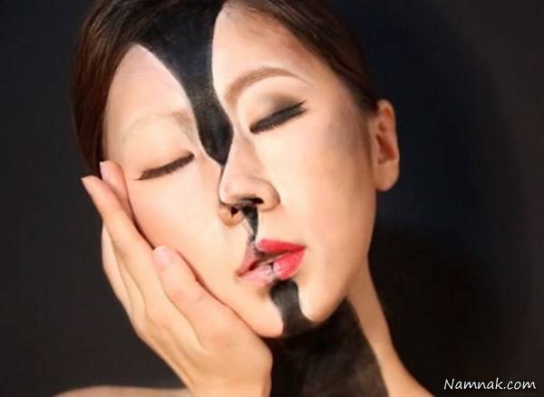 نقاشی روی صورت آرایشگر زن نقاشی روی صورت آرایشگر زن