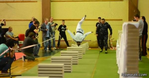 شکستن بلوک با سر گینس شکستن بلوک با سر