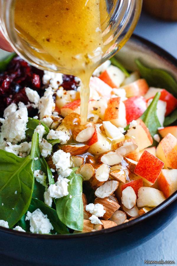 چاشنی سالاد سرکه سیب و عسل