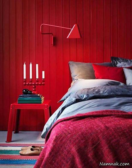 دکوراسیون رنگ قرمز اتاق خواب دکوراسیون رنگ قرمز